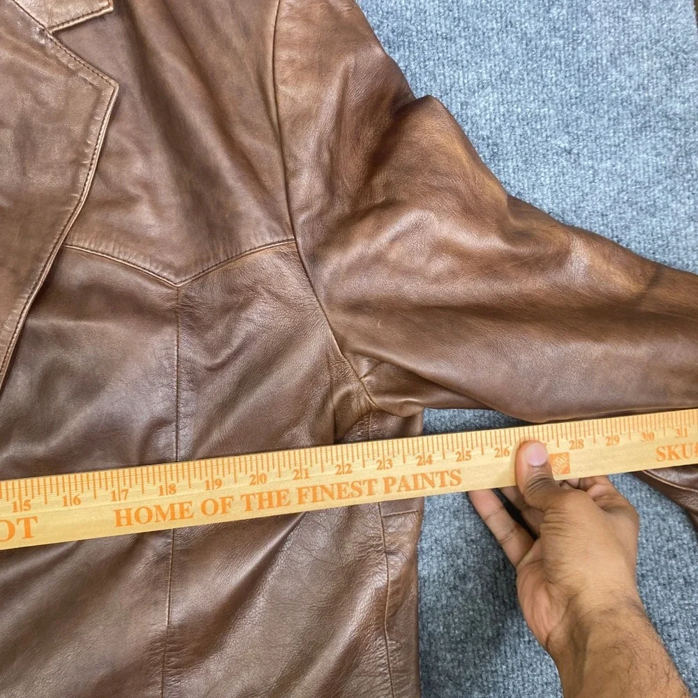 Scully Mens Brown Leather Western Blazer Sport Coat Two Button Jacket Size 44